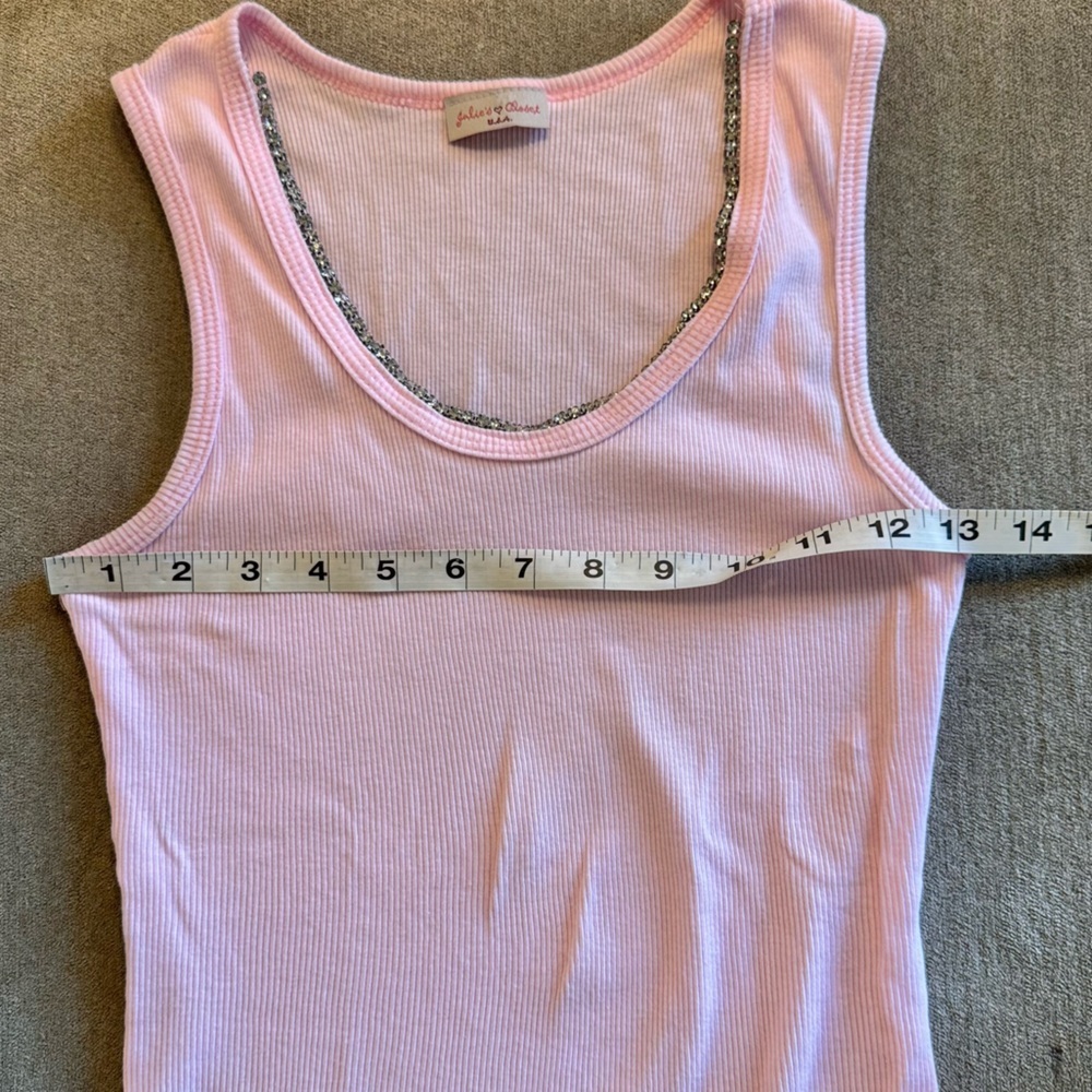 Julie’s Closet Ribbed Pink Rhinestone Trim Tank - Picture 6 of 6